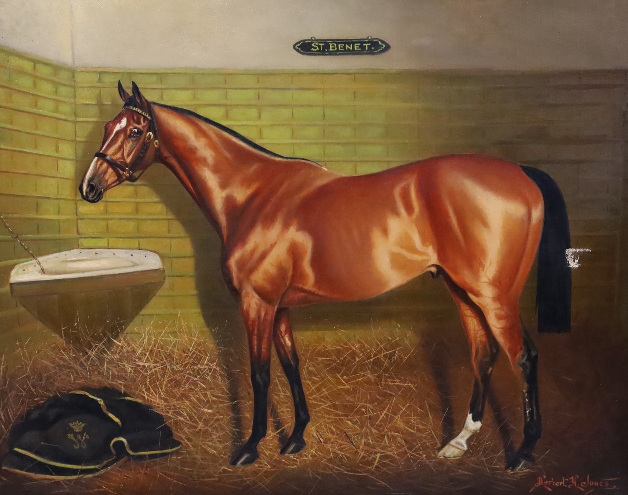 Herbert St. John Jones (fl.1905-1923), Horse portraits of St Benet and Rydal Head, painted from life, pair of oils on canvas, 41 x 51cm